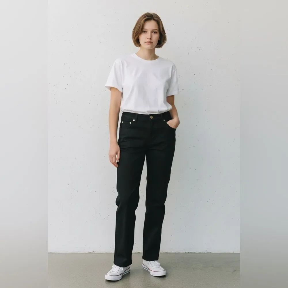 St. John Sport Marie Gray Black Straight Leg High Rise Cotton Blend Pants 8